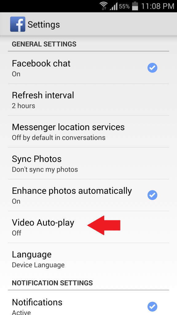 Disable Facebook Autoplay Android