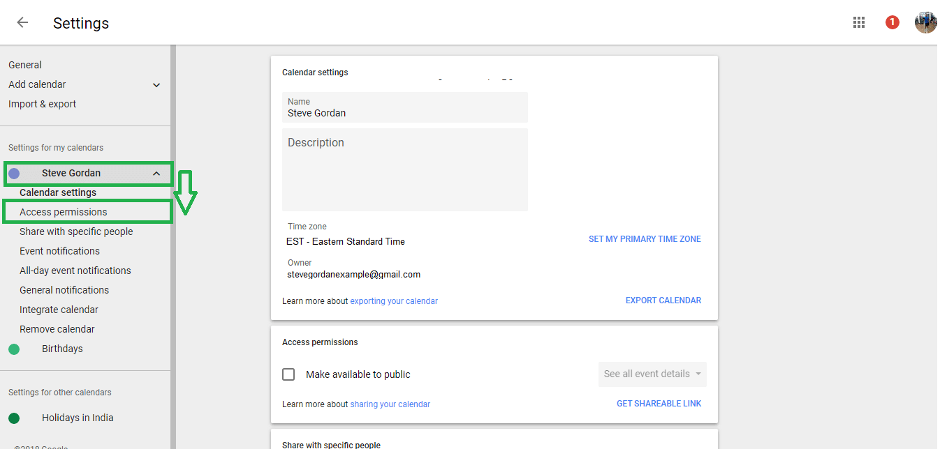 Access Permissions - Google Calendars
