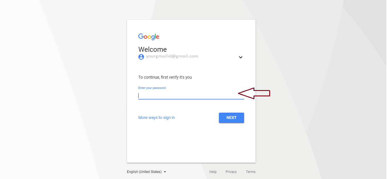 enter your gmail password