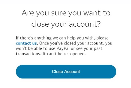 Close PayPal account