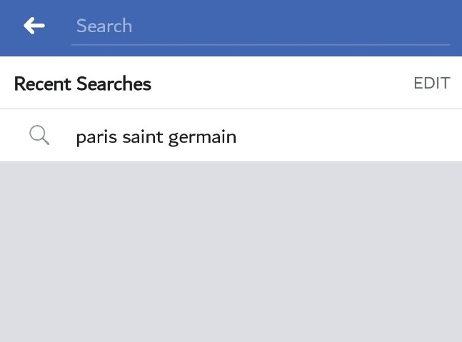 Facebook Search History in FB App