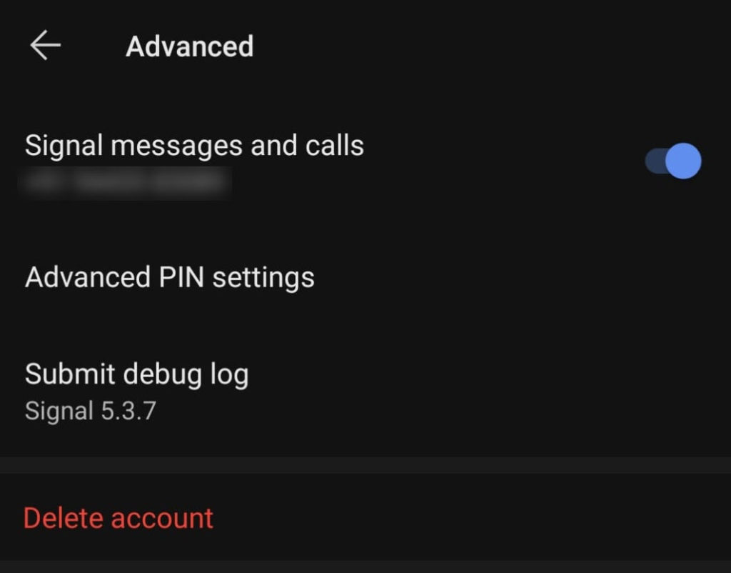 disable signal account