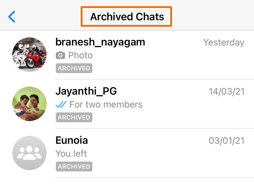This is the archived chats section. 