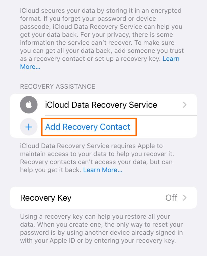 Add Recovery Account
