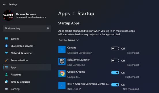 Choose the app you want in Startup