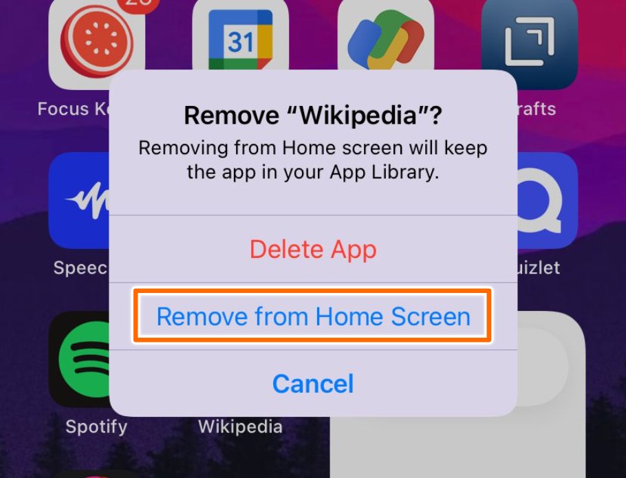 Remove from Home Screen