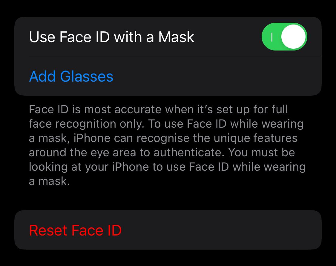 Face Id with a mask