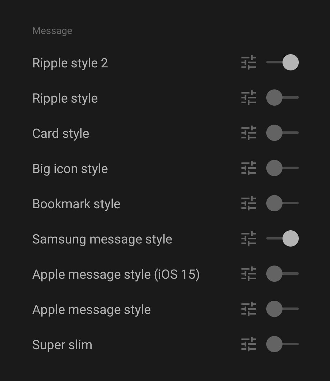 Enable Samsung Message Style