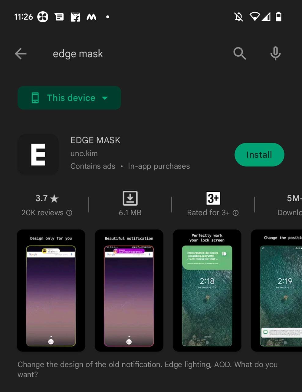 Play Store Edge Mask